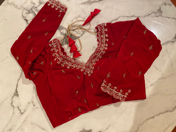 Red velvet blouse