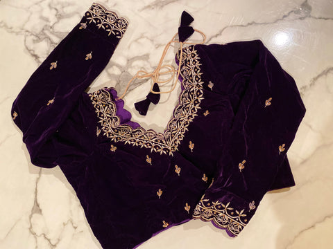 Purple Velvet long sleeves blouse