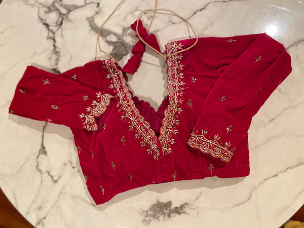 Red velvet blouse